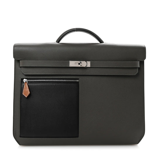 Hermes Evercolor Evergrain Barenia Kelly Depeches Briefcase Vert De Black Travel Bag