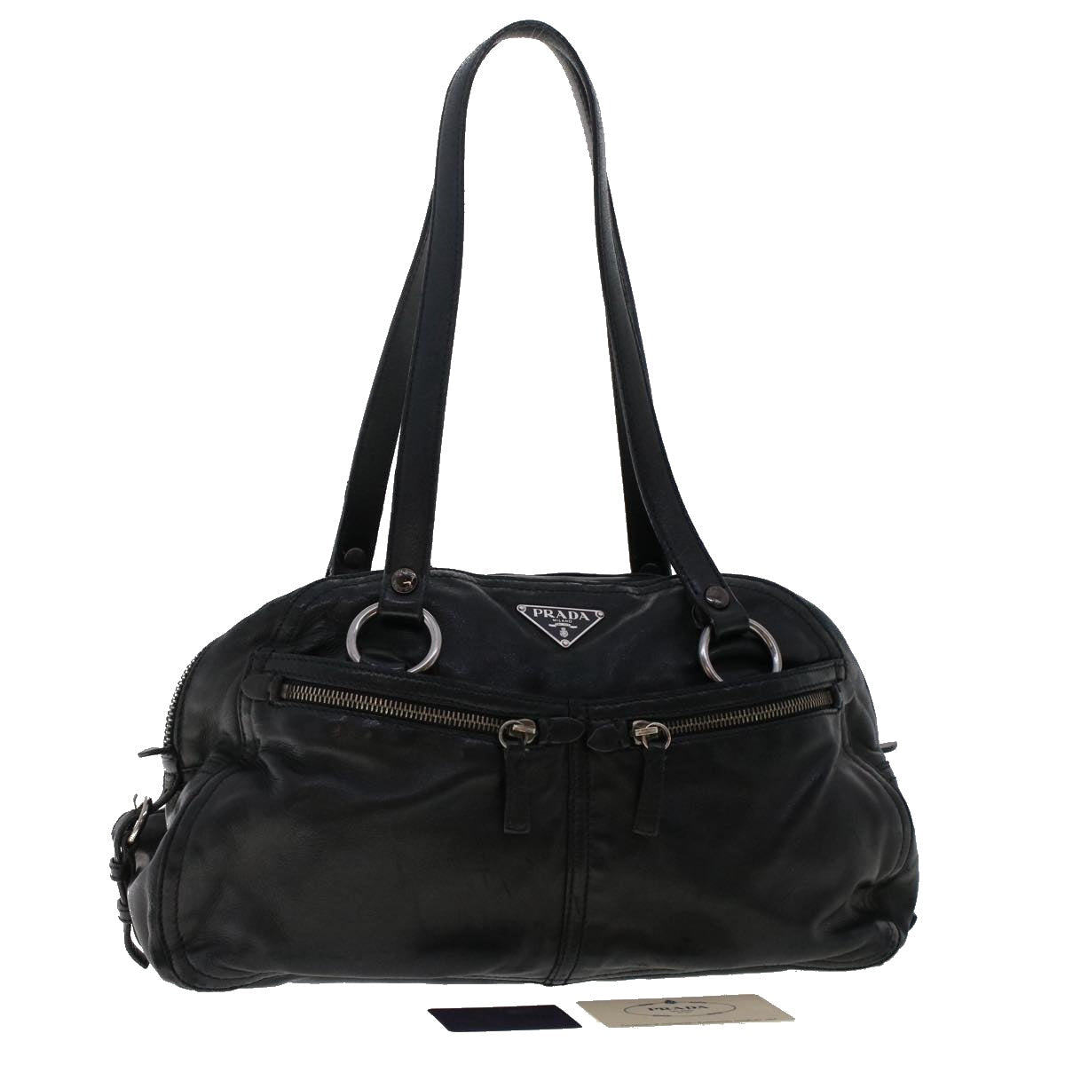 Prada Shoulder Bag Auth Leather Black