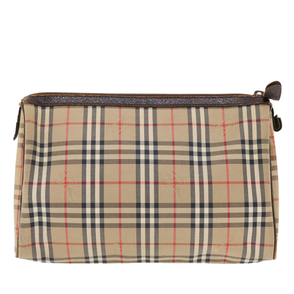 Burberry Luxury ss Nova Check Clutch Bag Auth Leather Canvas Brown Brown Auth 49771