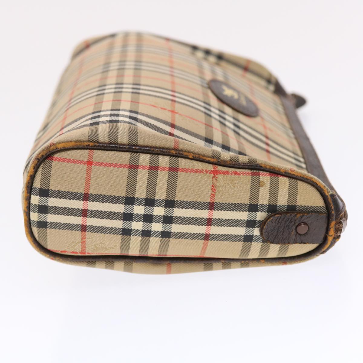 Burberry Luxury ss Nova Check Clutch Bag Auth Leather Canvas Brown Brown Auth 49771