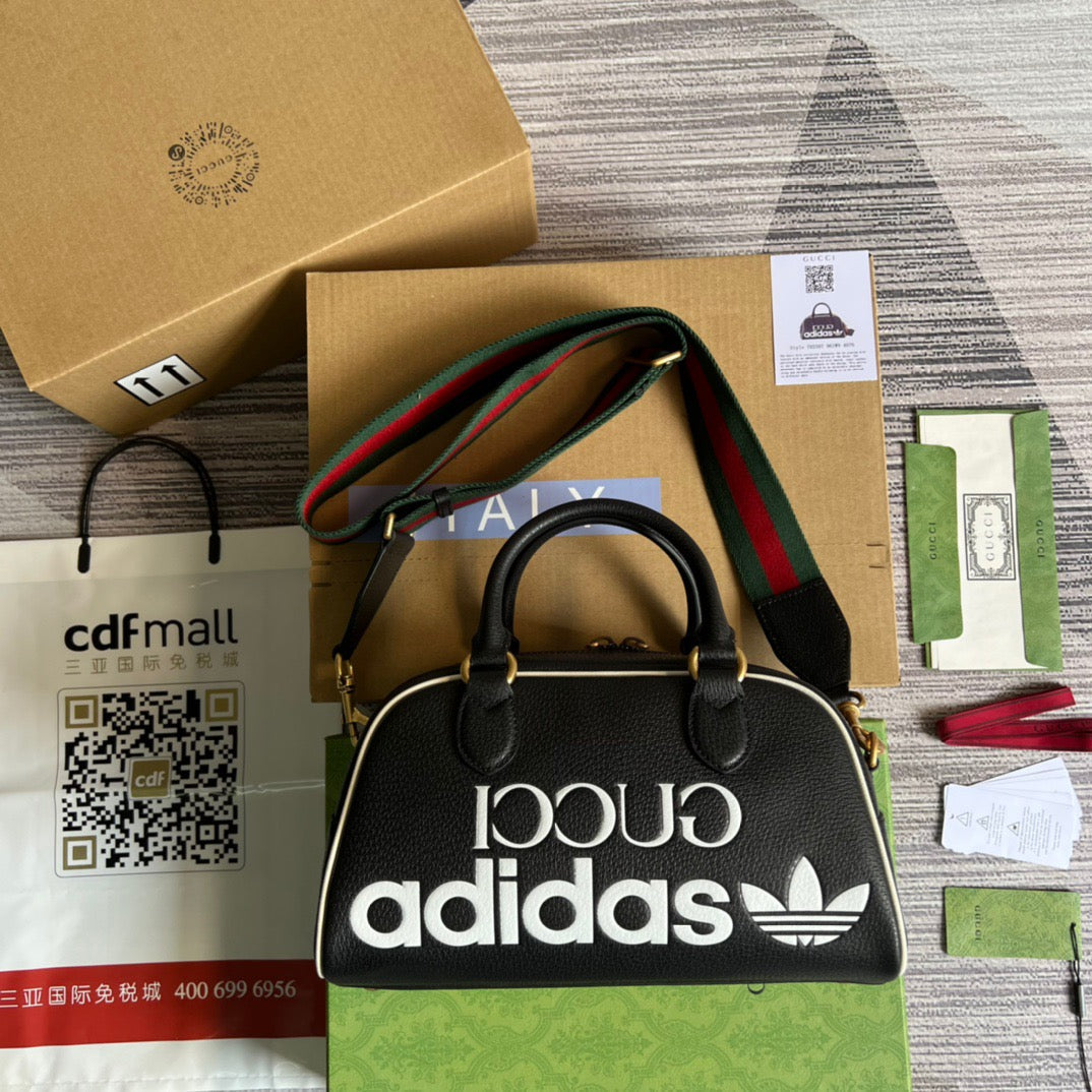gg x Adidas Duffle , Black Mini Travel Bag