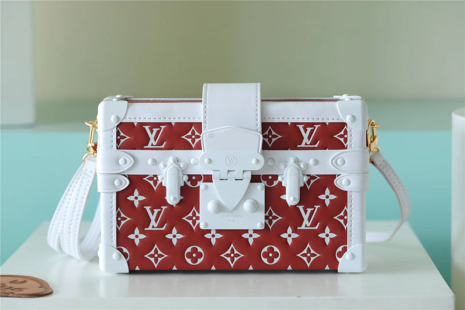 Top Quality Petite Malle Embossed Puffy Terracotta Monogram Brown Crossbody Bag