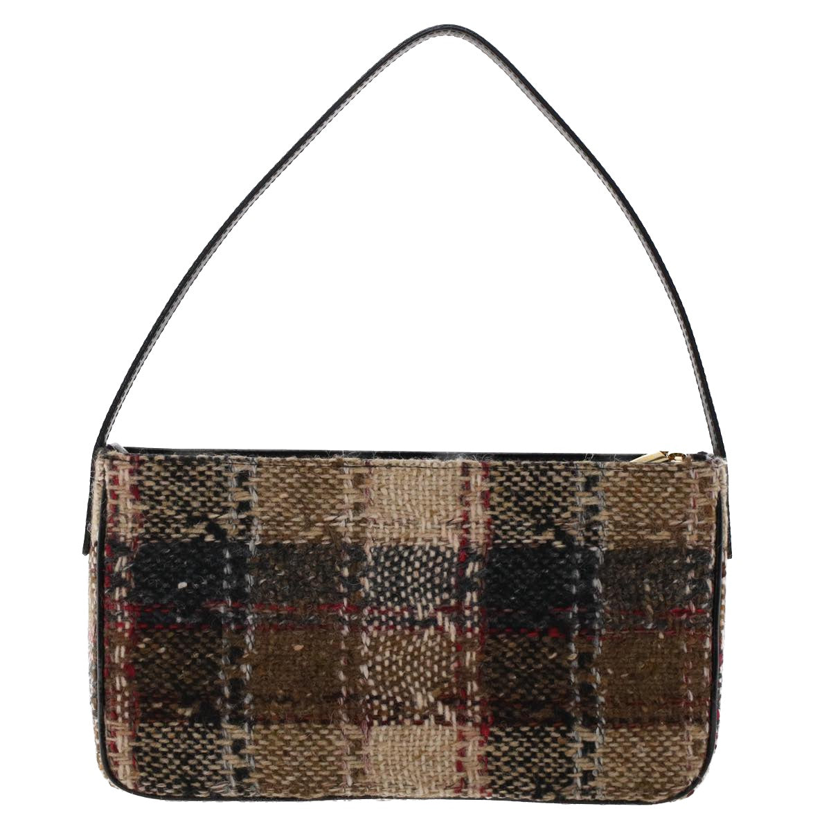 Burberry Luxury Nova Check Hand Bag Wool Auth Beige Travel Bag