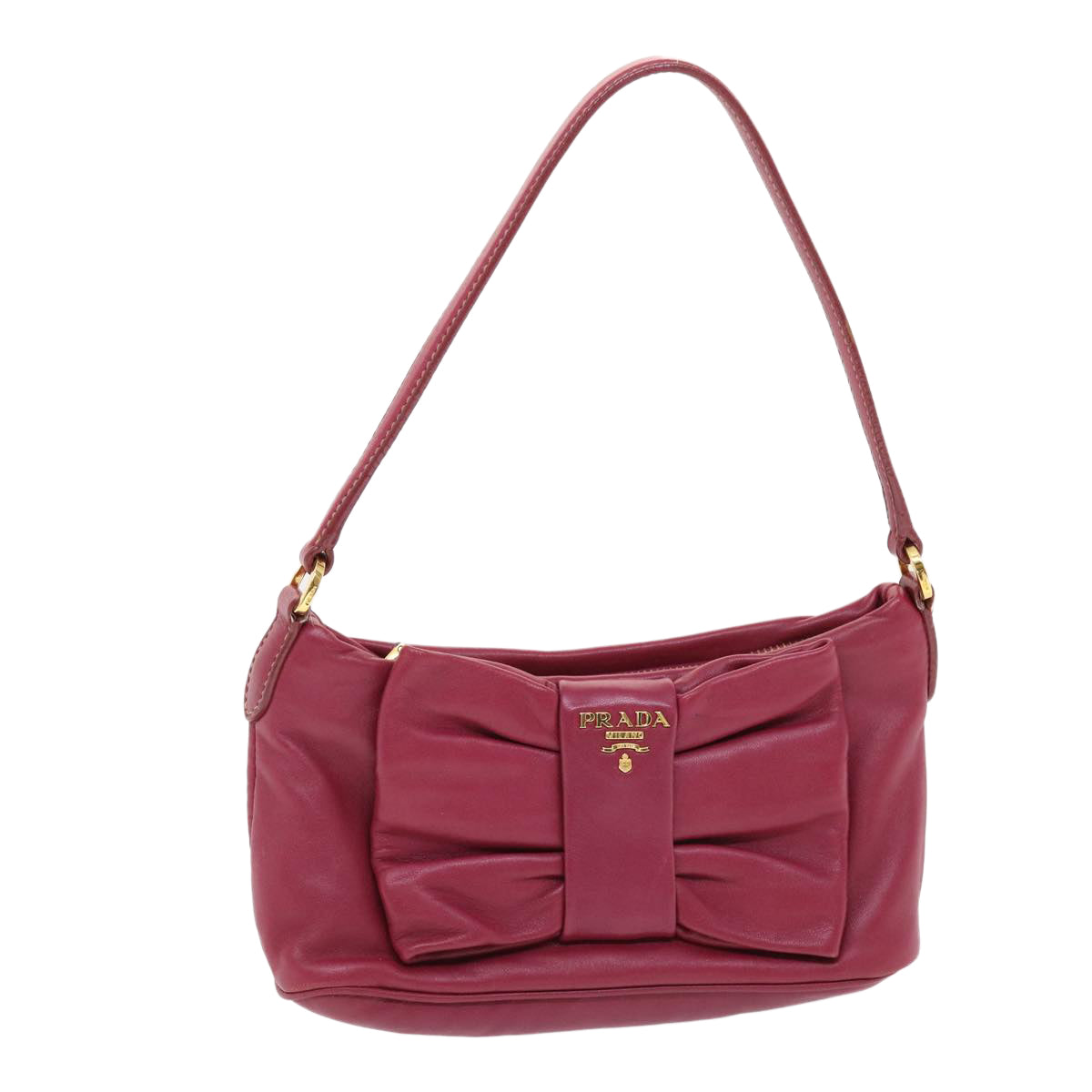 Prada Ribbon Accessory Pouch Luxury Handbag Leather Pink Clutch Bag