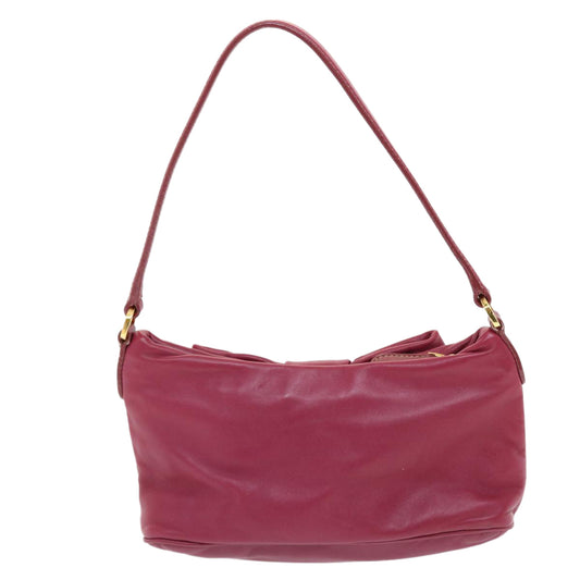 Prada Ribbon Accessory Pouch Luxury Handbag Leather Pink Clutch Bag