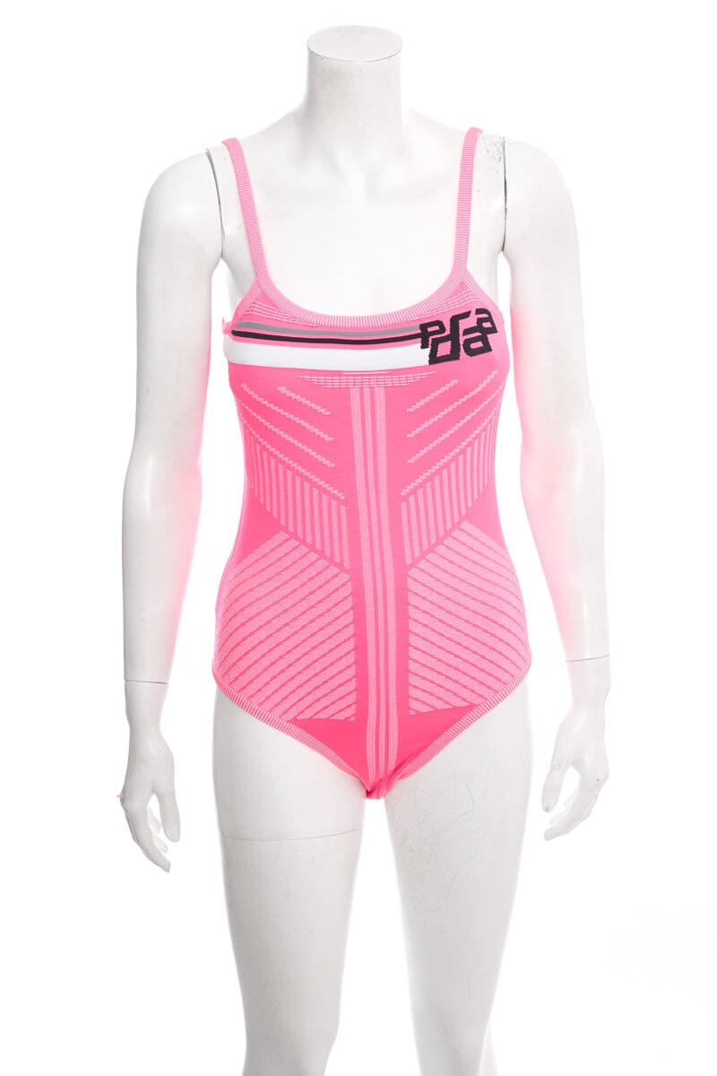 Prada Handbag Intarsia Stretch Bodysuit SZ L Pink