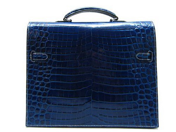 Hermes Luxury Briefcases Unisex Briefcase Handbag Blue Travel Bag
