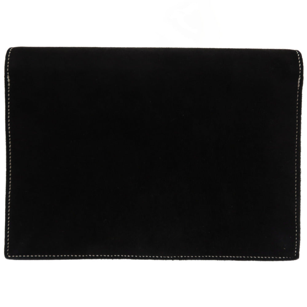 Hermes Clutch Bag Doblis Silverstitch Navet Women Black