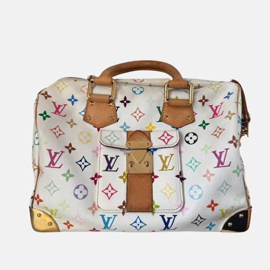 Louis Vuitton x Takashi Murakami Speedy 30 White Multicolor Handbag Multicolor 3