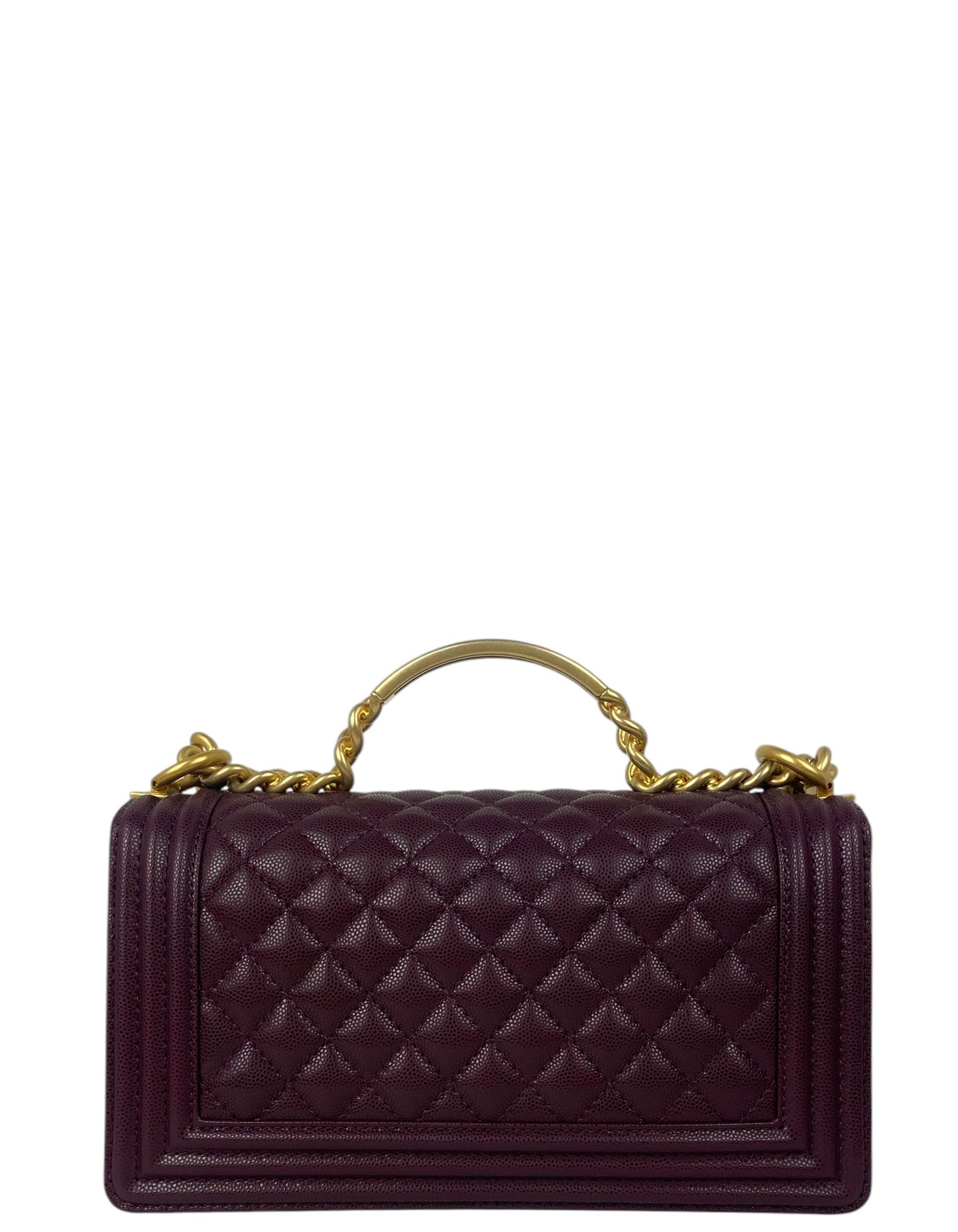 Chanel 2024 Burgundy Caviar Medium Top Handle Boy Bag