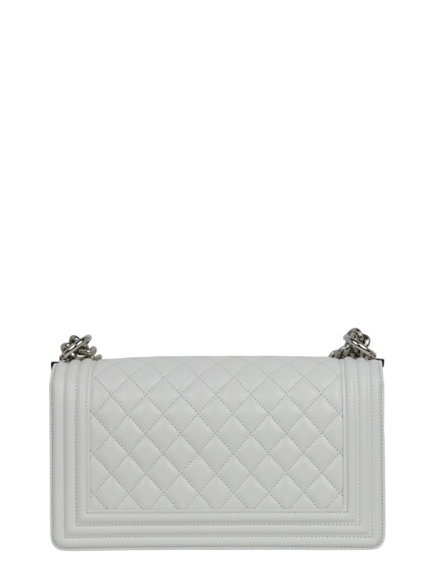 Chanel NEW White Caviar Medium Boy Bag