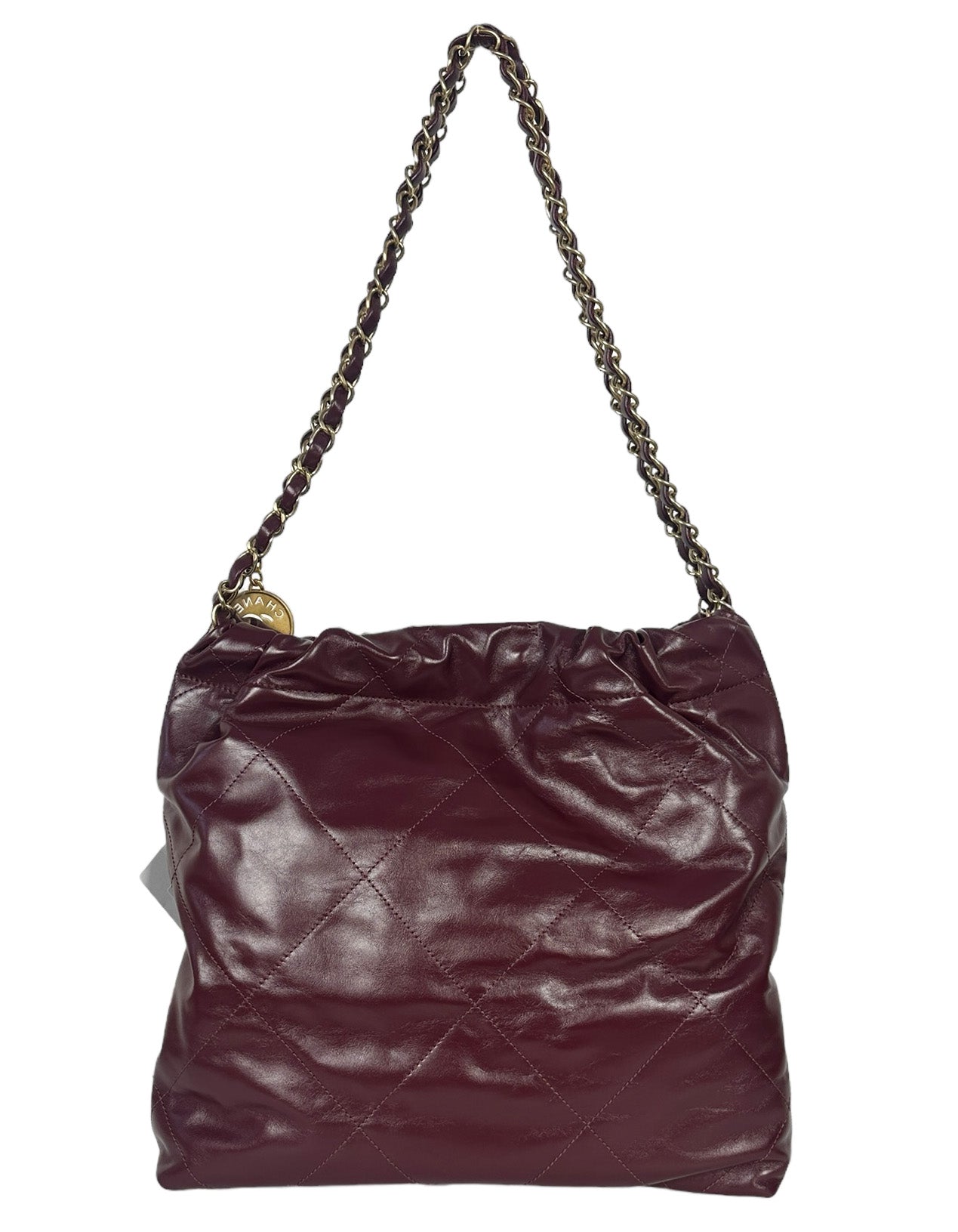 Chanel Burgundy Leather Quilted 22 Tote Bag