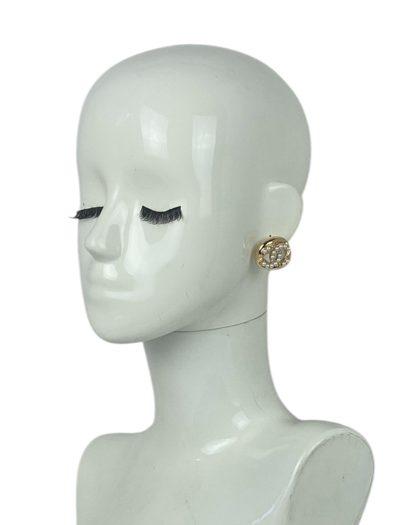 Chanel Metal Pearl CC Pierced Earrings Jewelry