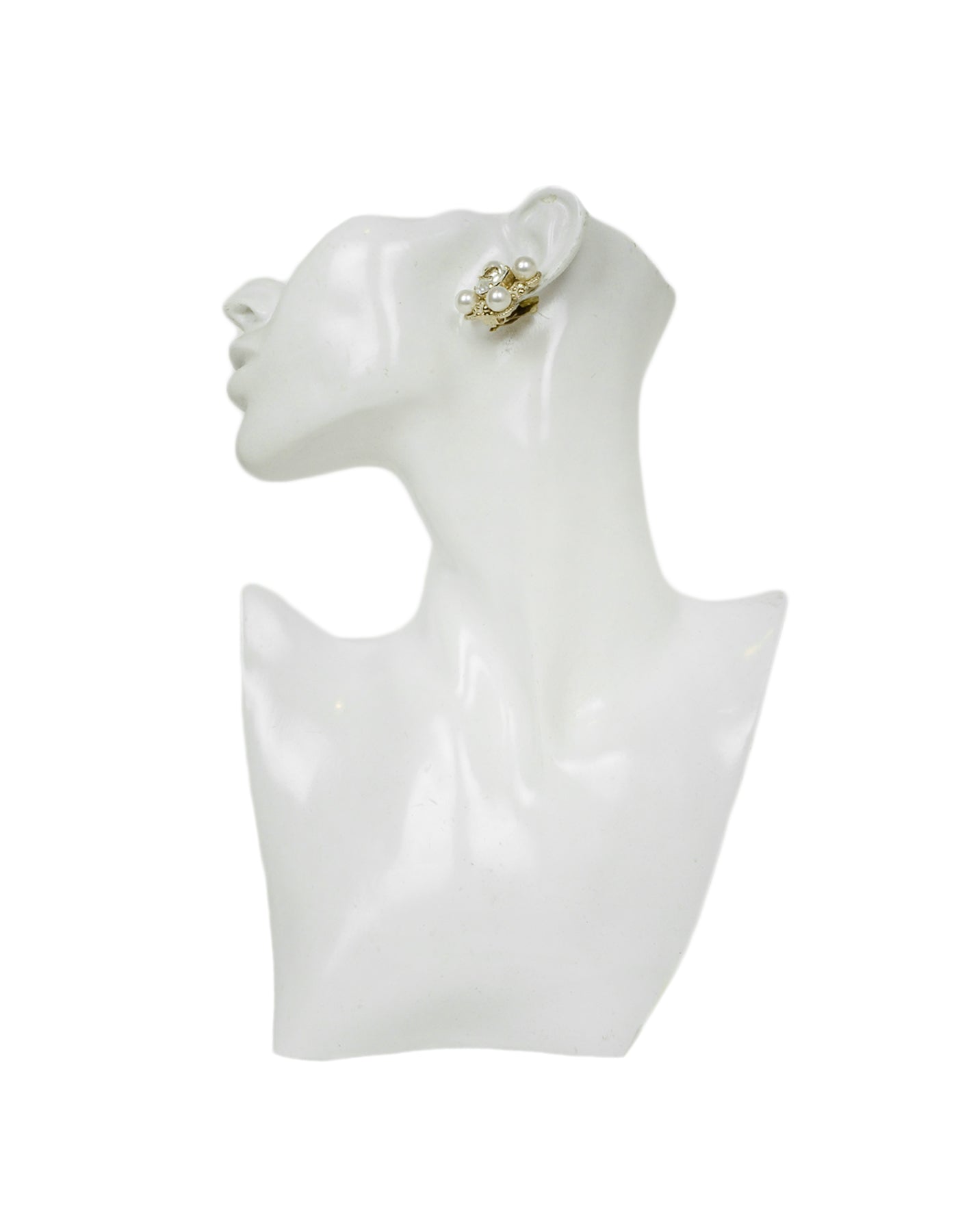 Chanel Pearl and Crystal CC Clip-on Earrings Jewelry