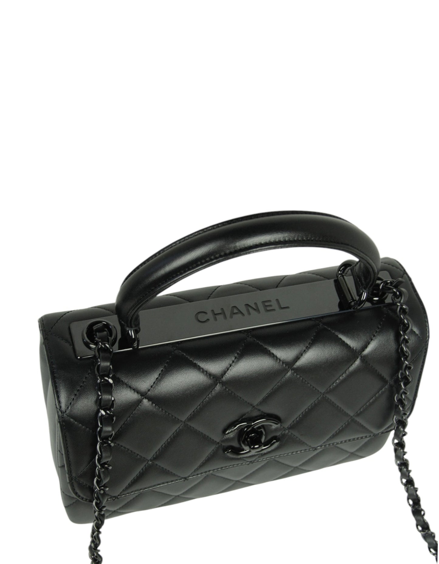 '24 SO Black Small Trendy CC Dual Handle Flap Bag Signature
