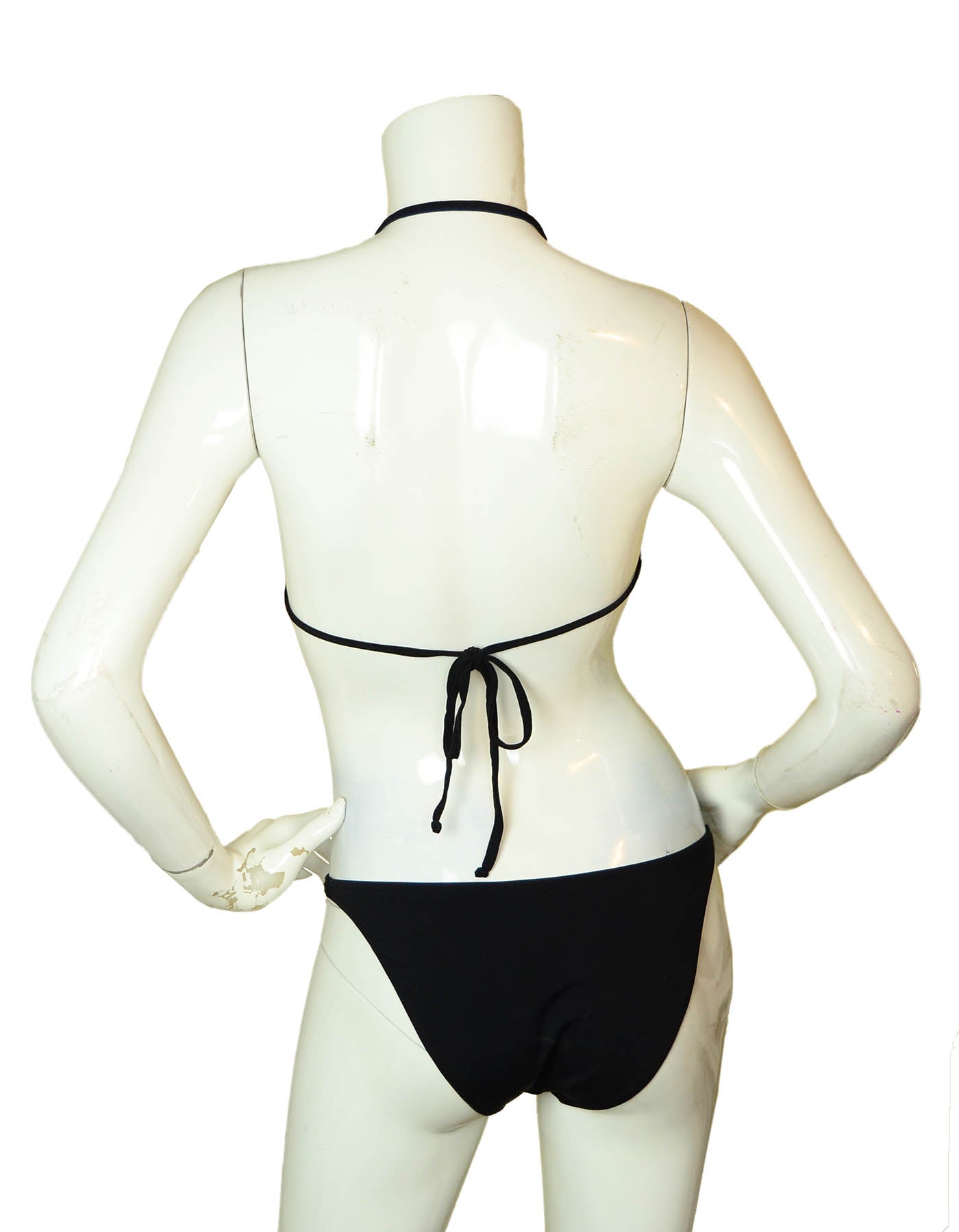 Chanel RARE Iconic Black/White CC String Bikini Bathing Suit Accessory