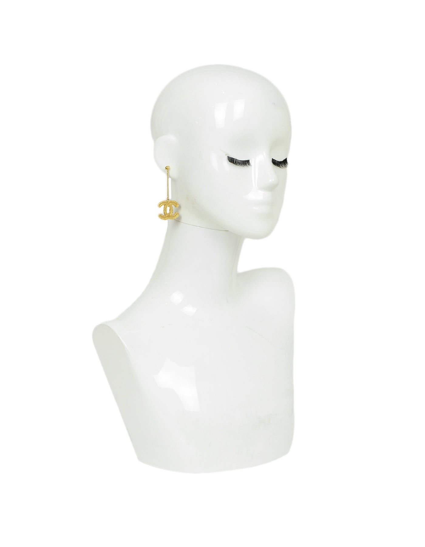 Chanel Goldtone CC Drop Earrings Jewelry