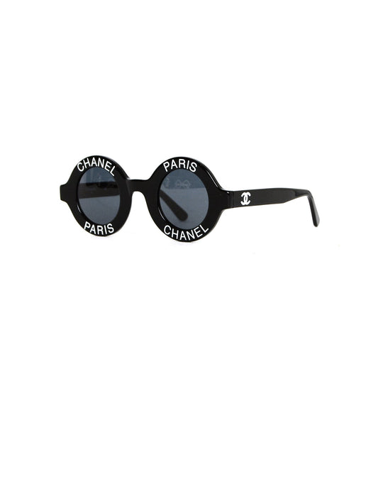 Chanel ' Black Round Sunglasses w/ Paris