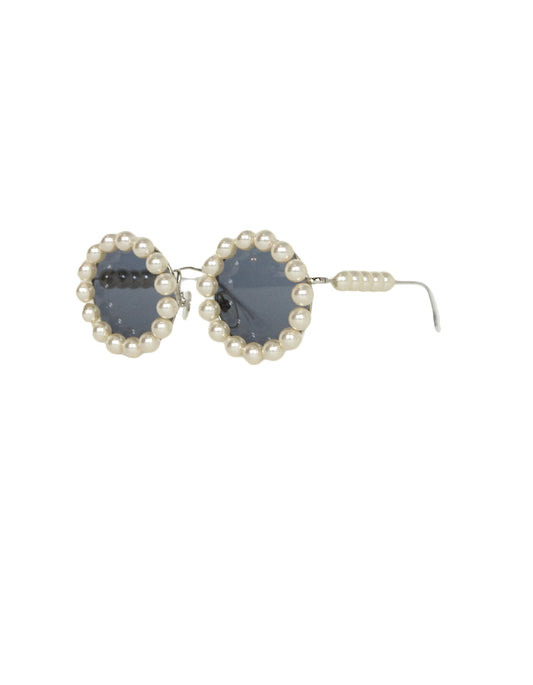 Chanel ' Runway Round Pearl Framed Sunglasses