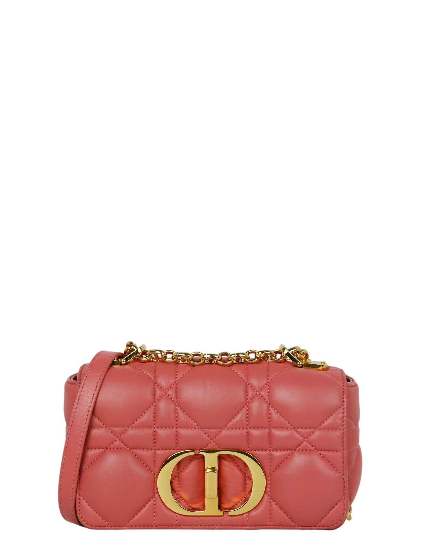 Dior Handbag Christian Cannage Caro Bag Leather Pink Small Shoulder Bag