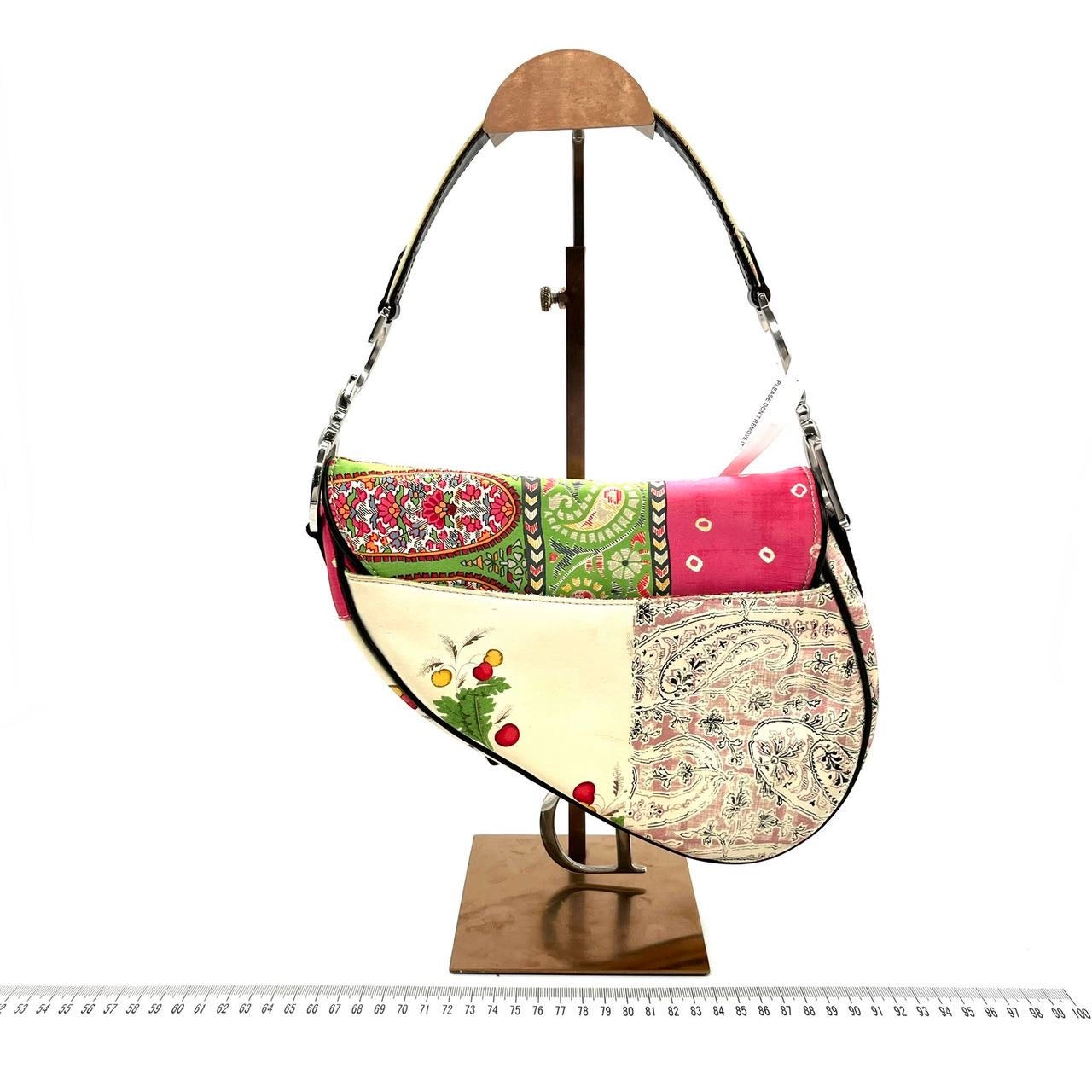 Dior Saddle Multicolor Silk Handbag Rare Medium Travel Bag