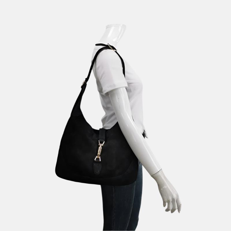 Gucci Jackie Leather Suede Black Medium Travel Bag