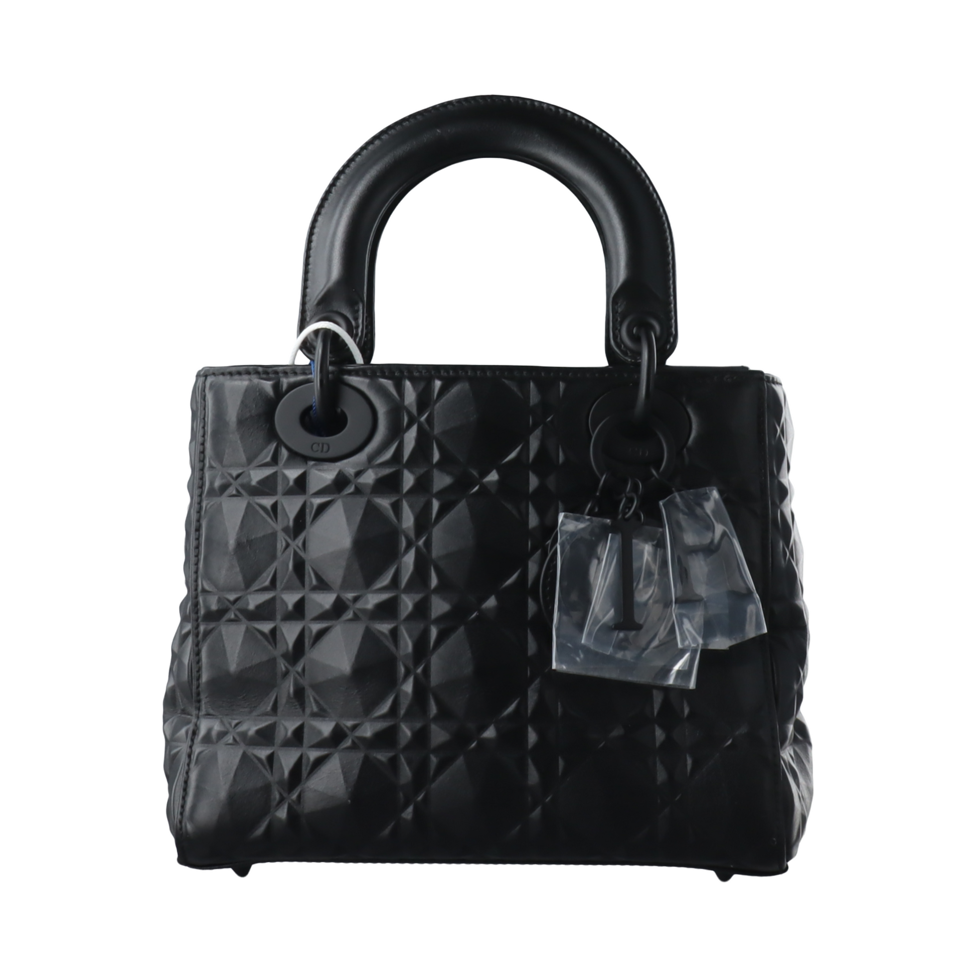 Dior Lady My Abc So Diamond Motif Caflskin Leather Black Travel Bag