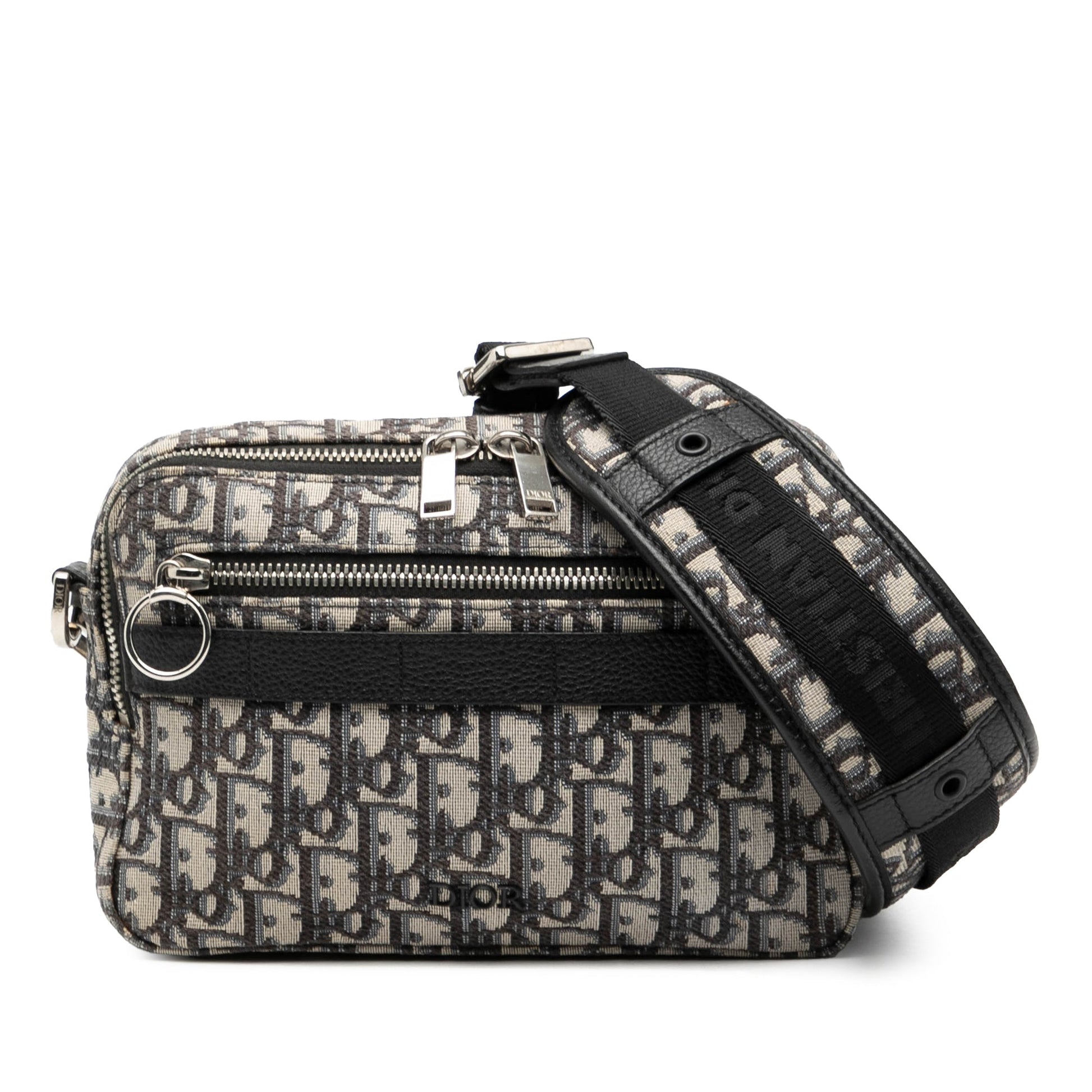 Dior Handbag Oblique Safari Crossbody 2 Canvas Blue Crossbody Bag