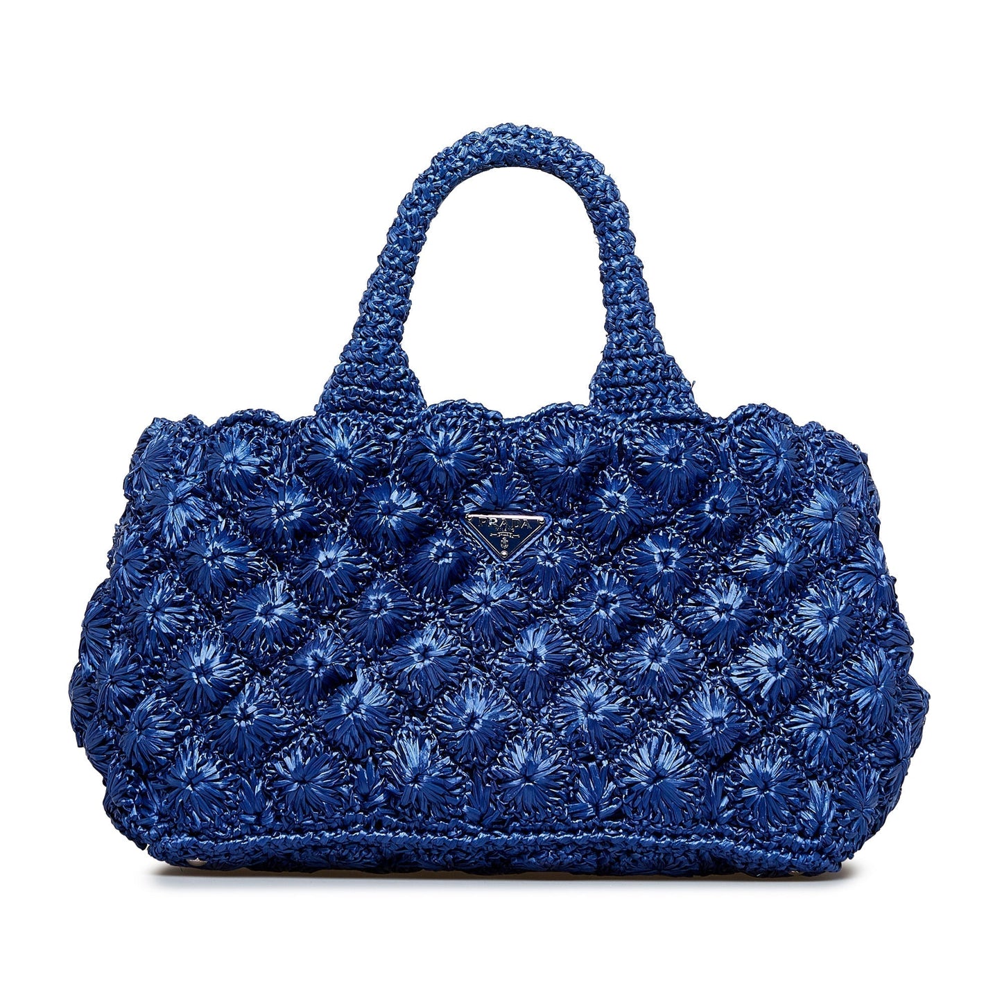 Prada Canapa Handbag Raffia Blue Travel Bag
