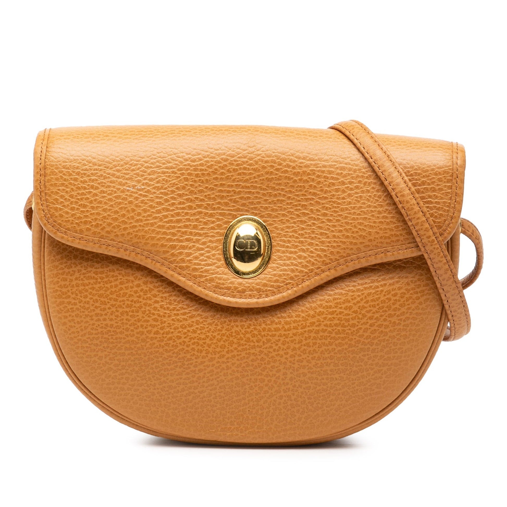 Dior Handbag Pebbled Crossbody Leather Brown Crossbody Bag