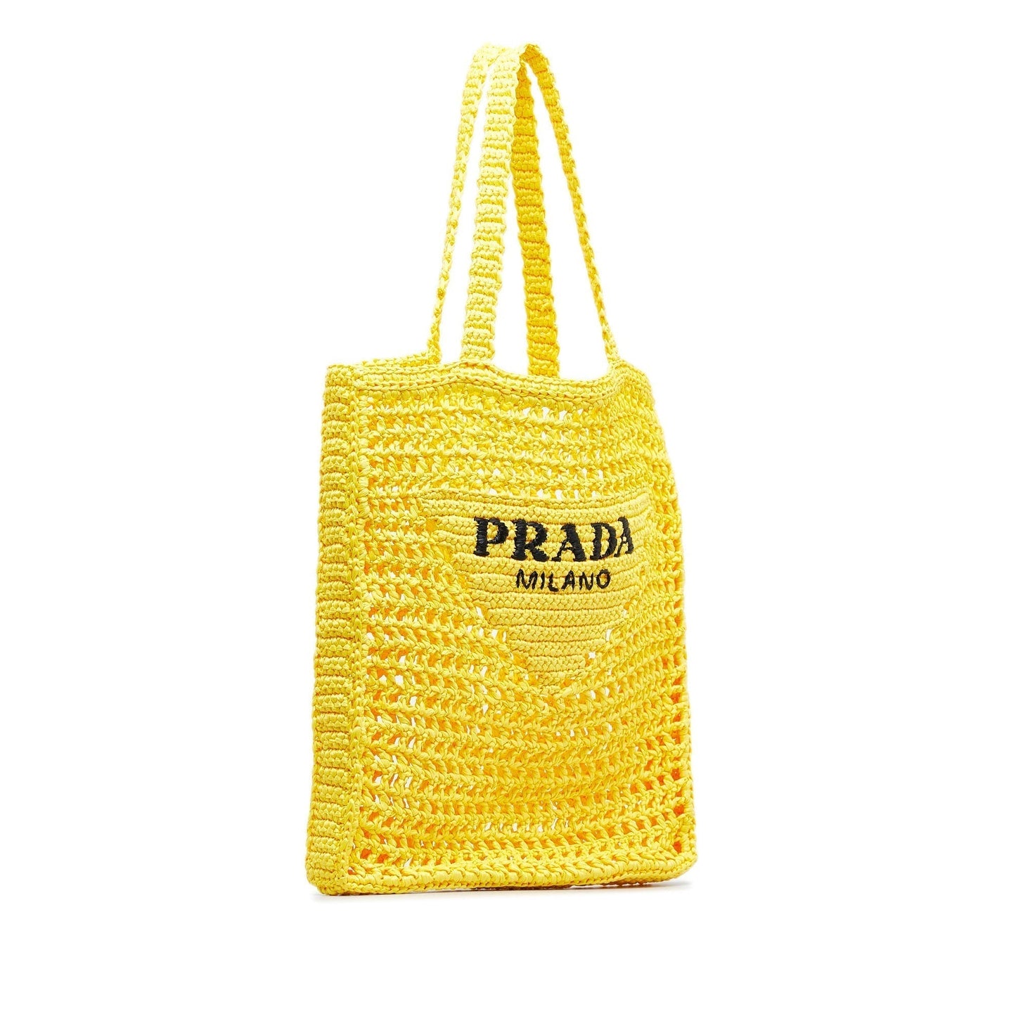Prada Tote Bag Raffia Yellow Logo