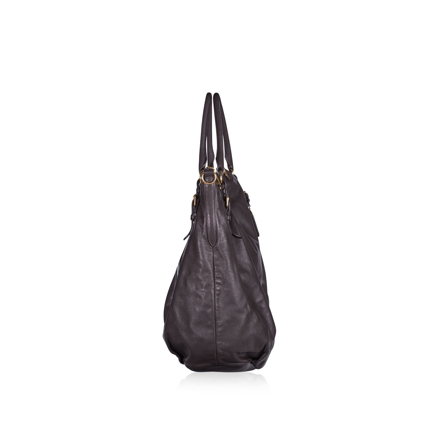 Prada Bruciato Cervo Bauletto Shoulder Bag Leather