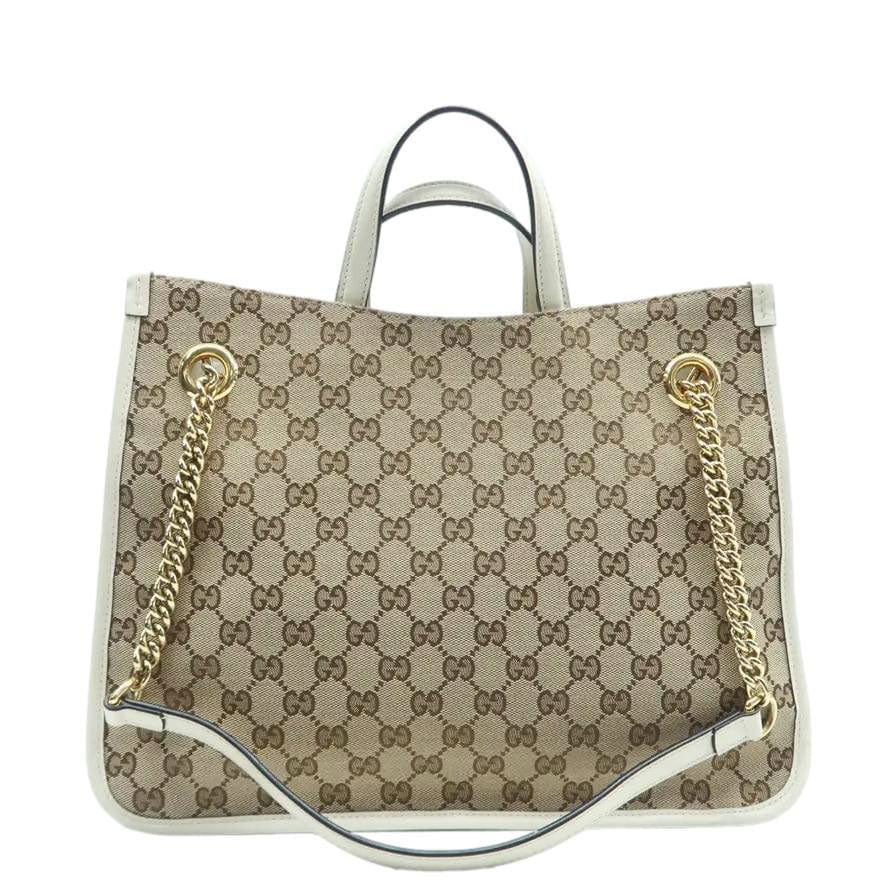 Gucci Horsebit Supreme Tote Bag Canvas White Shoulder Bag