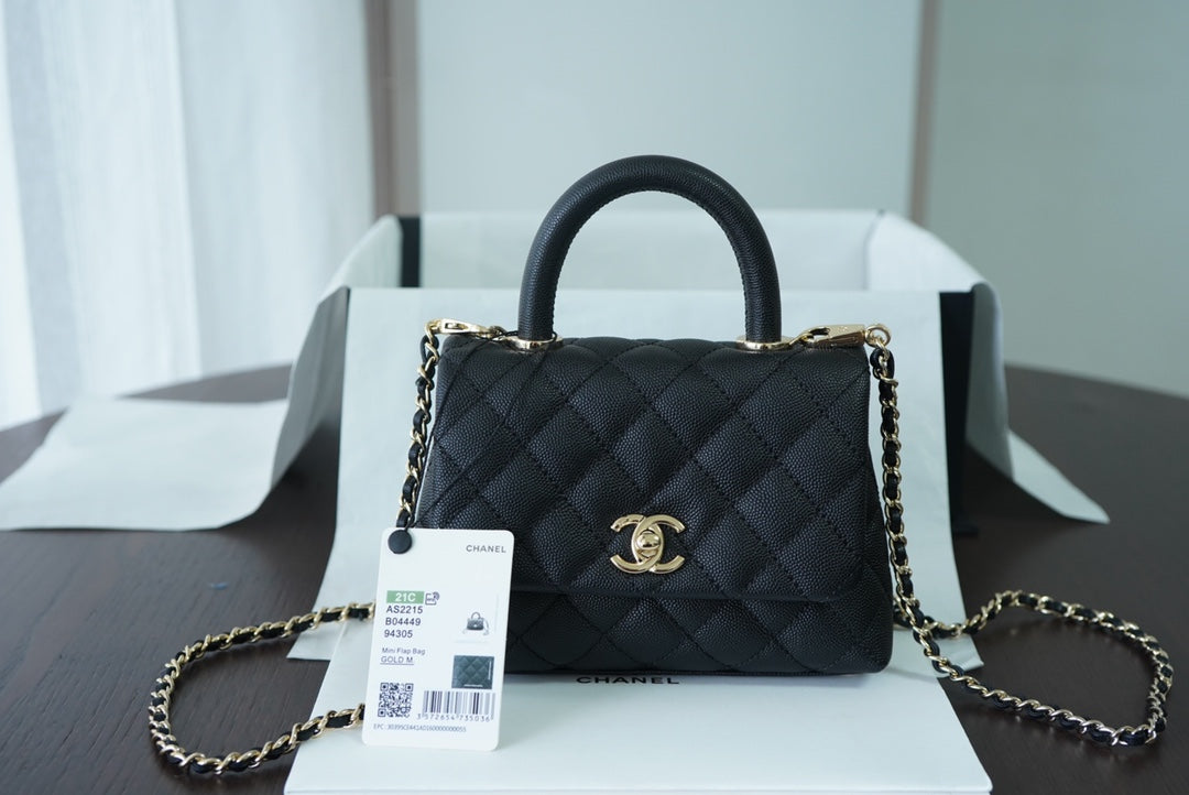 CHL Classic Flapbag 7.5in 19cm Black Mini Top Handle Mini Bag
