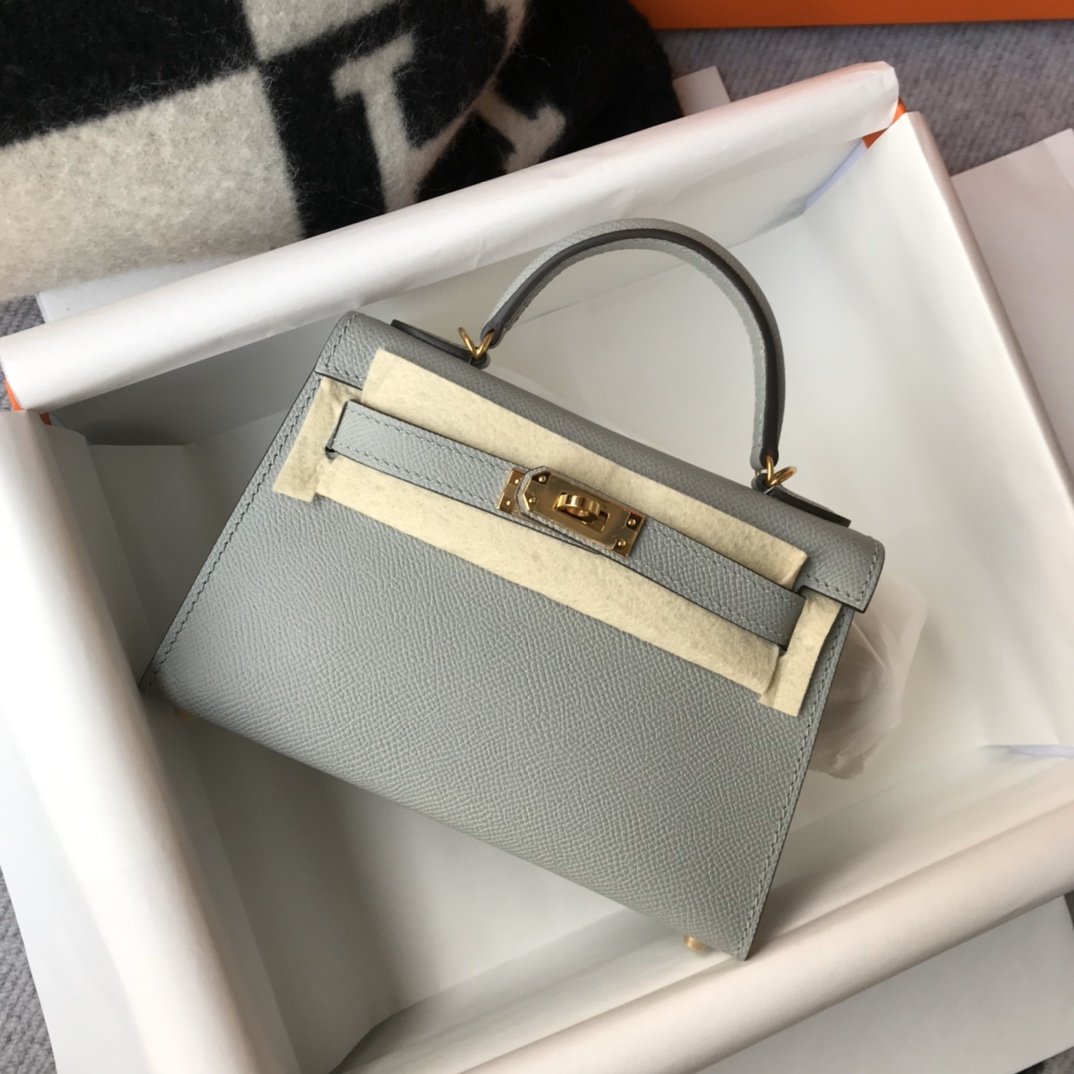 Top Quality Kelly Grey Glacier Epsom With Gold Shoulder Bag
