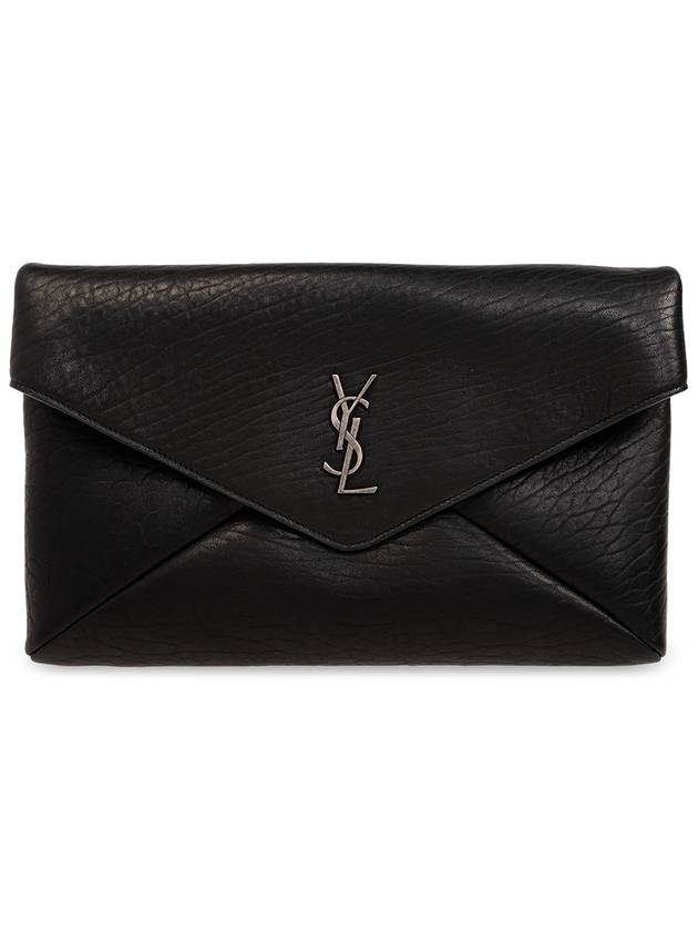 YSL Saint Laurent Luxury Trending Cassandre Embellished Clutch Bag Leather Black Cia 1000 6
