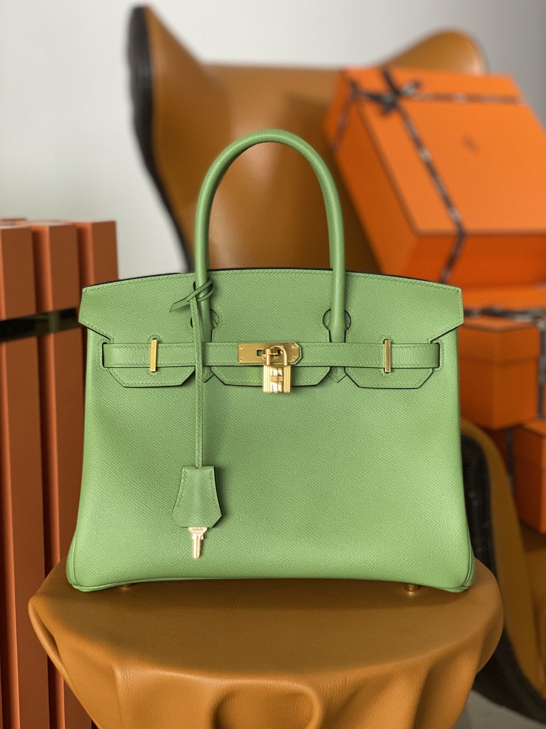 Top Quality Birkin Nata Swift For Women Green Gold Travel Bag