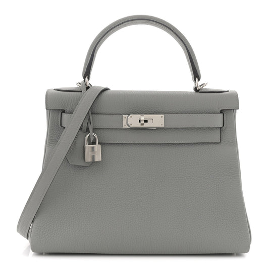 Hermes Togo Horseshoe Kelly Retourne Gris Mouette Handbag Shoes