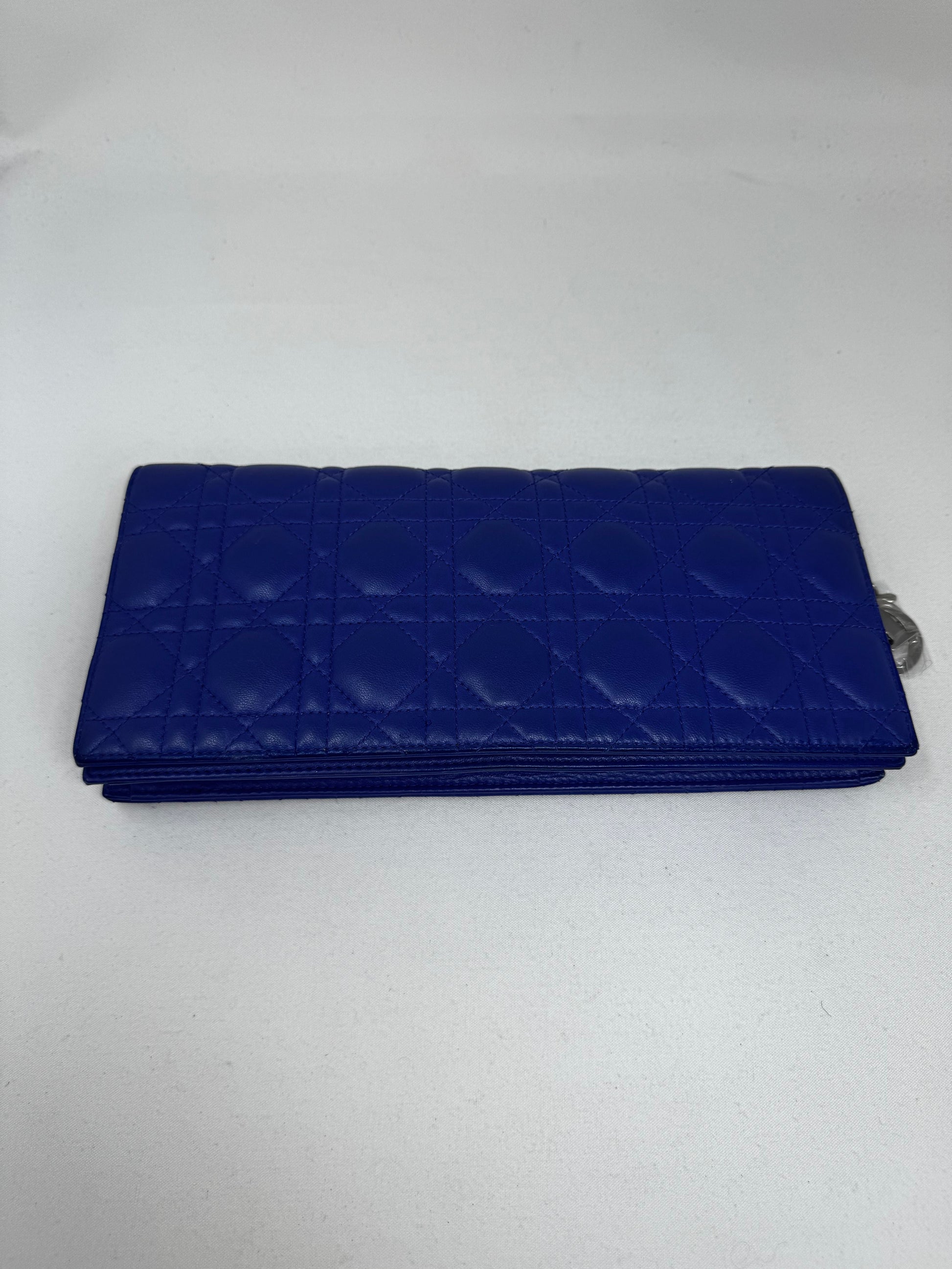 Dior Handbag Christian Cannage Shoulder Bag BJ1-07 Blue Chain