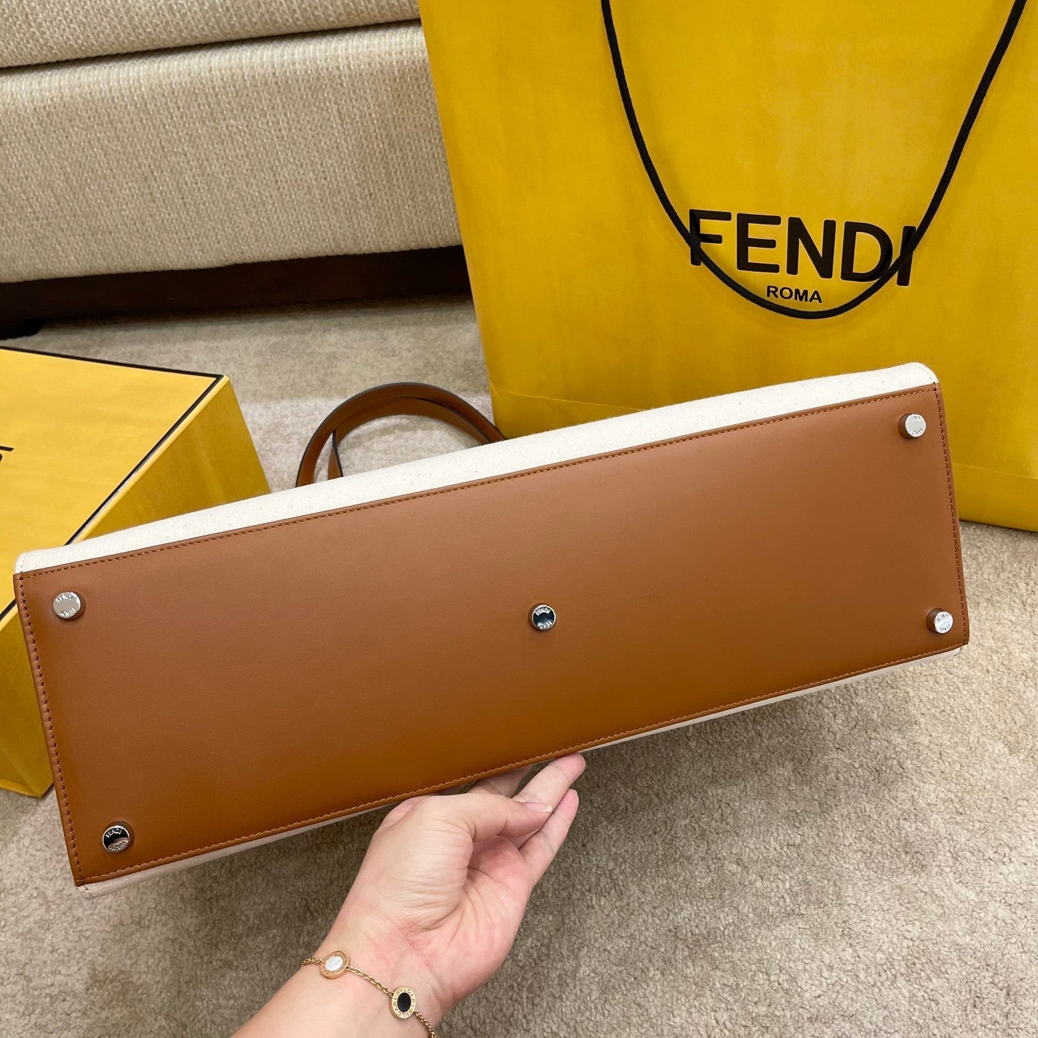 Fendi Top QualityTop Quality , ’s Canvas Brown Beige FF Tote Bag