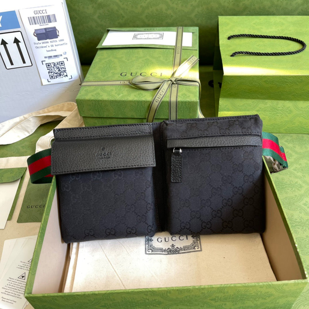 gg Supreme Two Pocket Waist Canvas Black Accessory