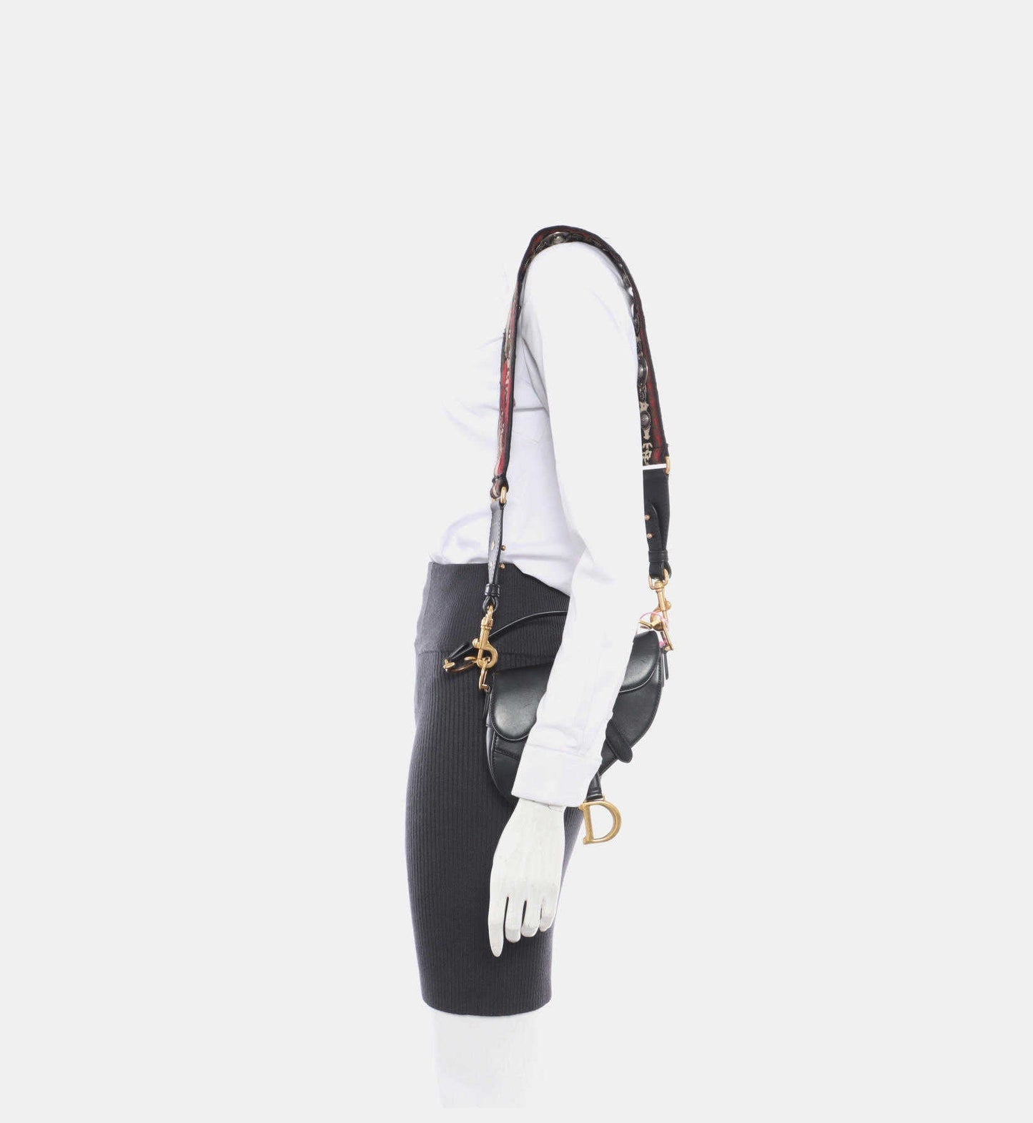 Dior Saddle Smooth With Studded Strap Handbag Leather Black Travel Bag