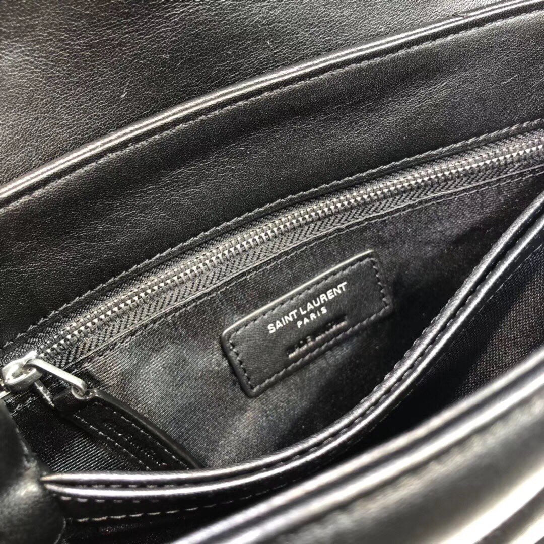 YSL Saint Laurent Loulou 7in 18cm Black Mini Shoulder Bag