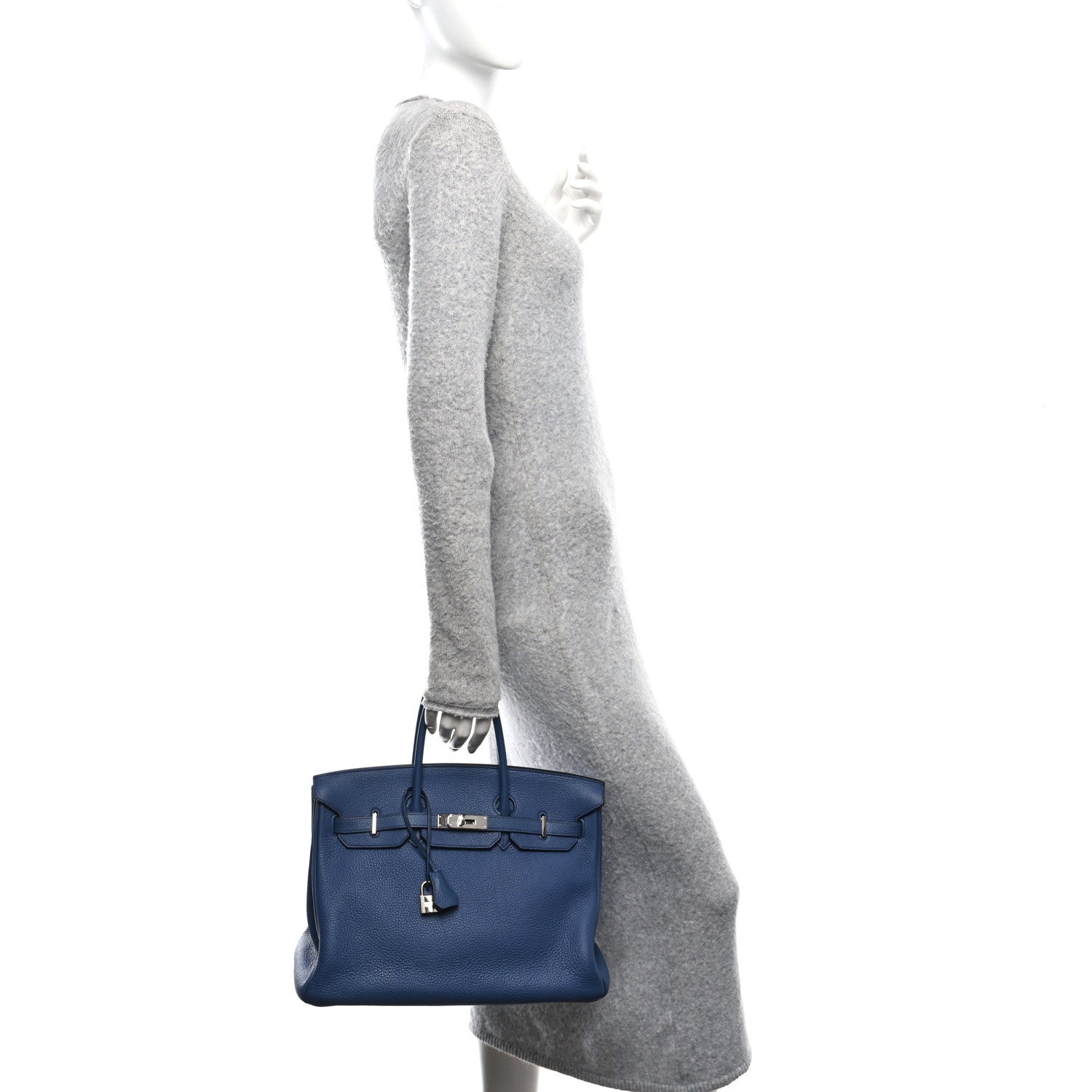 Hermes Togo Birkin Bleu Brighton Handbag Travel Bag