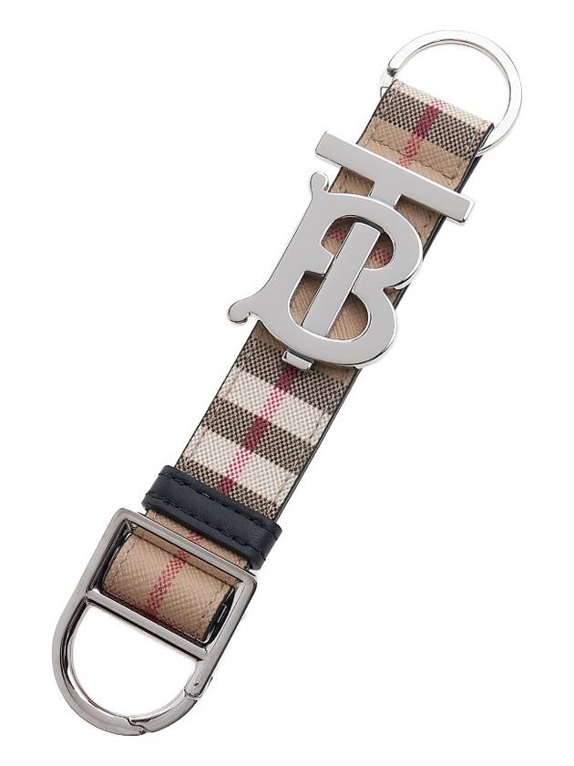 Burberry Luxury Motif Check Key Holder Handbag Monogram Beige Key Chain