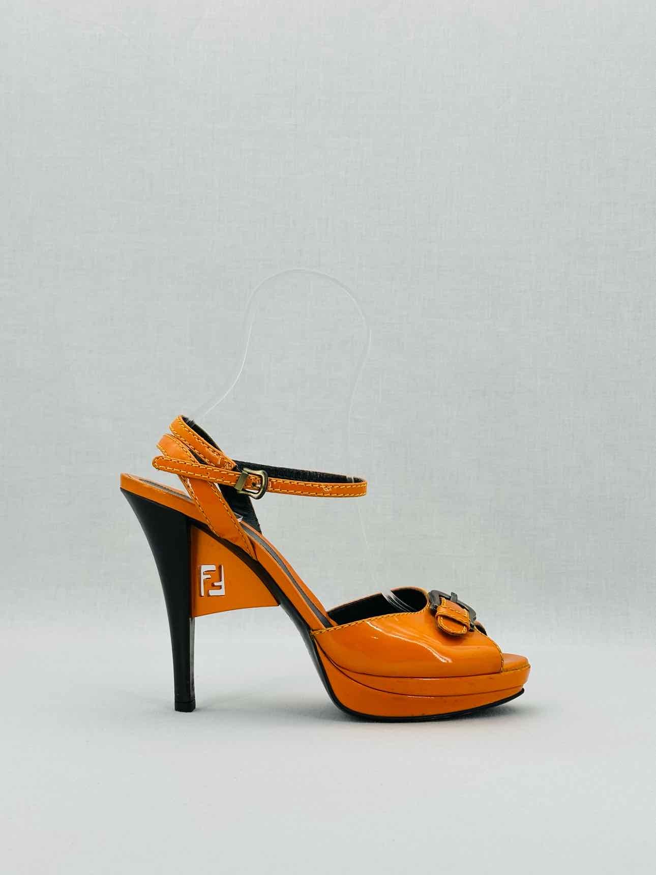 Fendi Ankle Strap Leather Orange Shoes