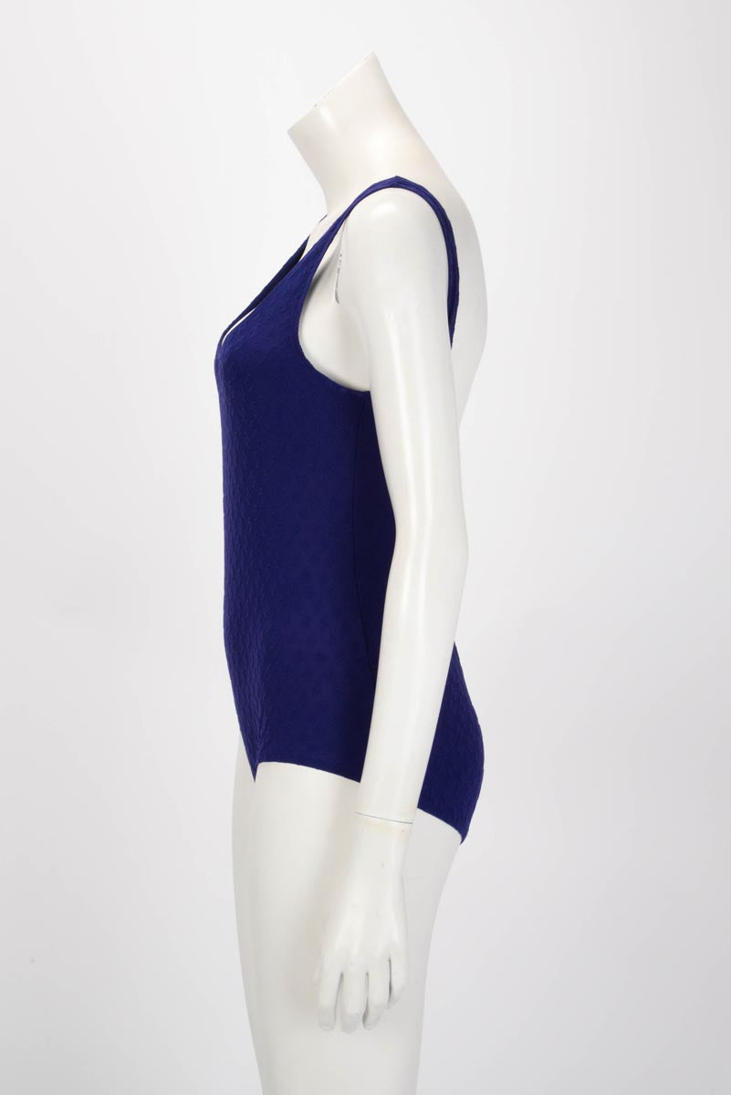 Chanel Dark Blue CC Jacquard One Piece Swimsuit Bodysuit FR 40 Accessory