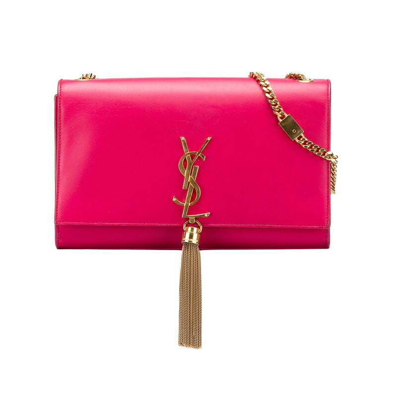 YSL Saint Laurent Tassel Shoulder Bag Leather Logo