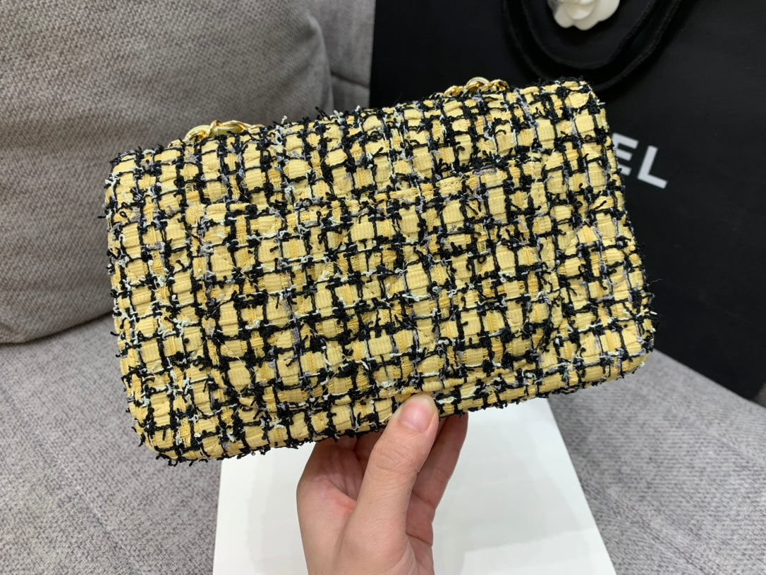 Chlmini Yellow Tweed Top Qualityap Bag For Travel Bag