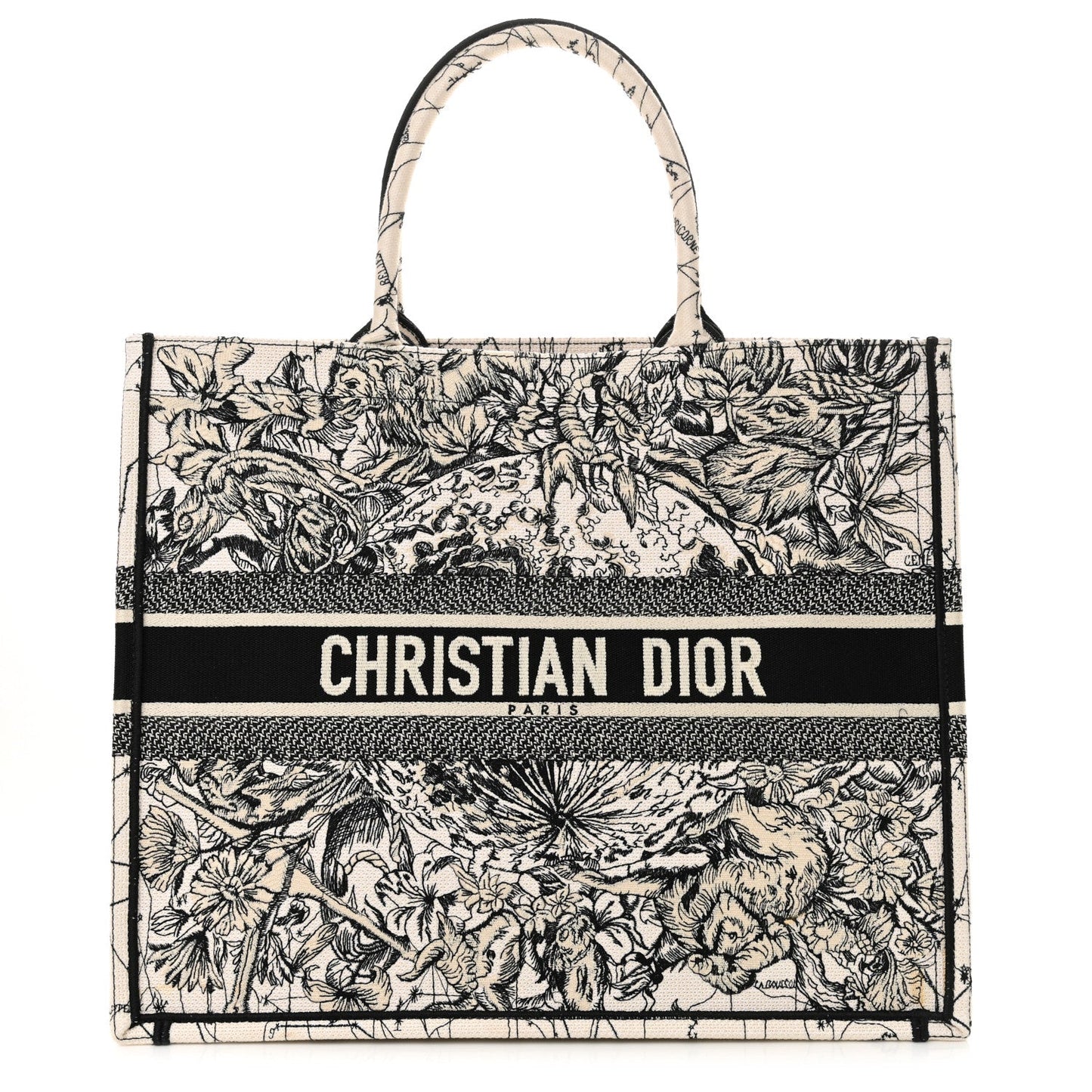 Dior Handbag Christian Zodiac Book Tote Latte Canvas Multicolor Large Tote Bag
